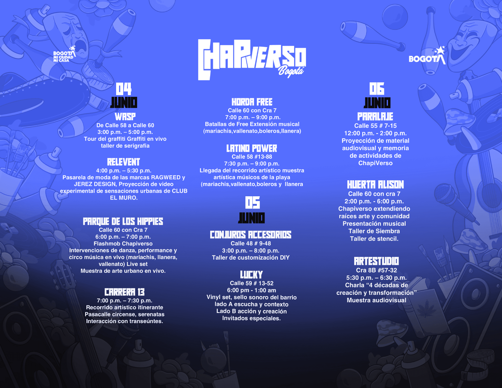 Cronograma oficial Chapiverso — 4, 5 y 6 de junio 2026